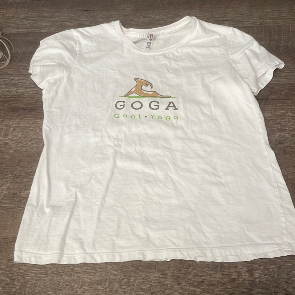 White Goga Goat Yoga T-Shirt